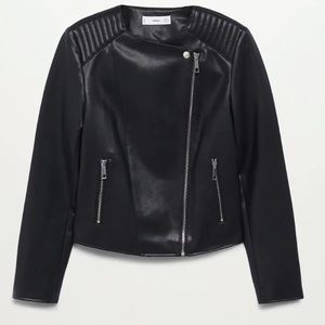 MANGO faux leather biker motorcycle jacket blogger fave zara competitor brand